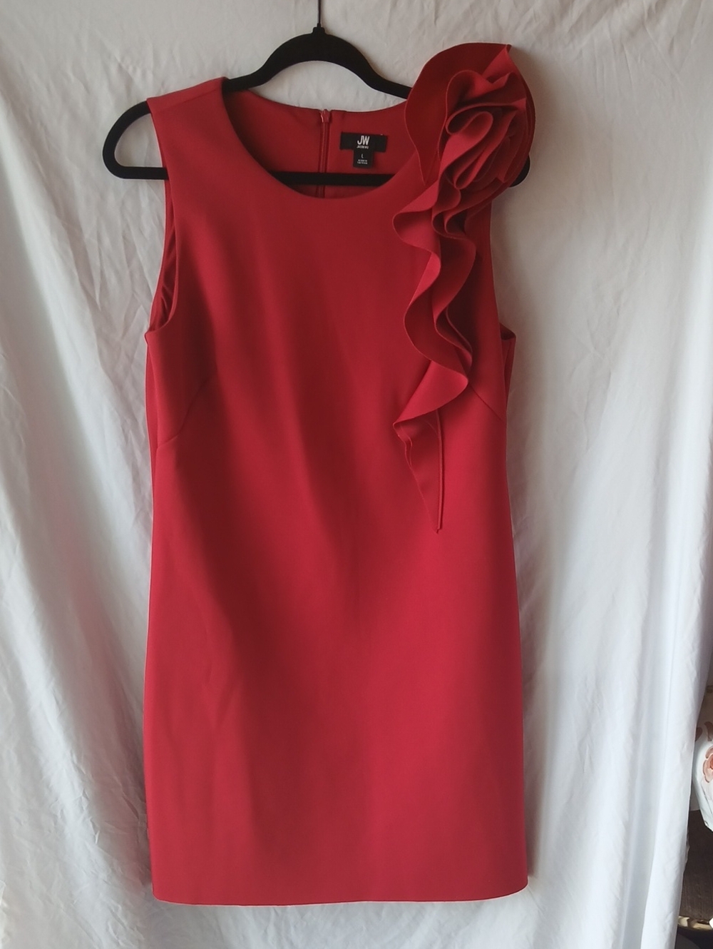 Jason Wu Red One-Shoulder Ruffle Sheath Dress